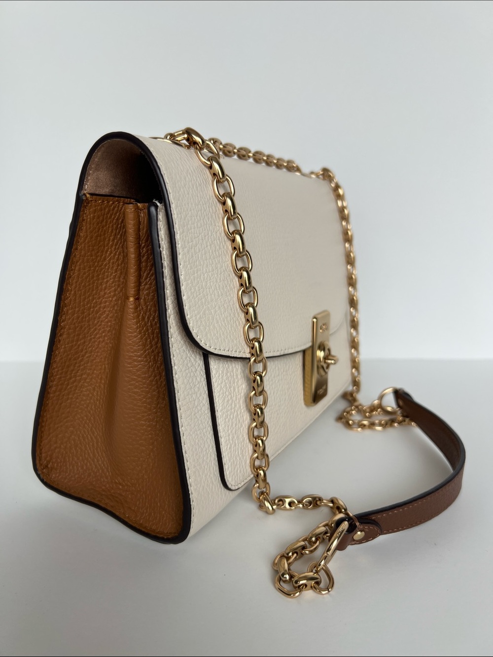 Coach Pebble Leather Shoulder Bag in Cream with Gold Hardware